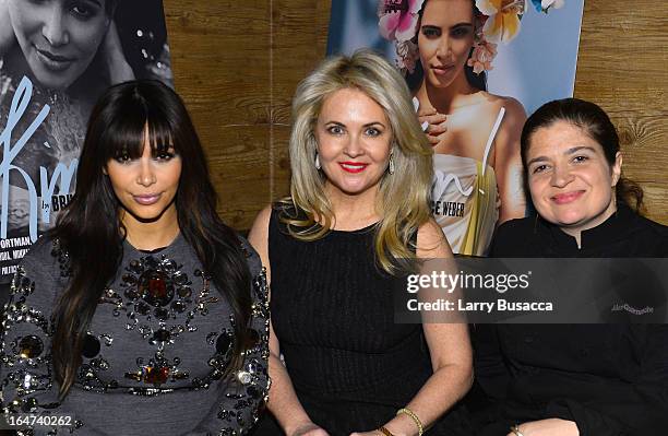 Kim Kardashian, Cornelia Guest and Alexandra Guarnaschelli attend the DuJour Magazine Spring 2013 Issue Celebration at The Darby on March 27, 2013 in...