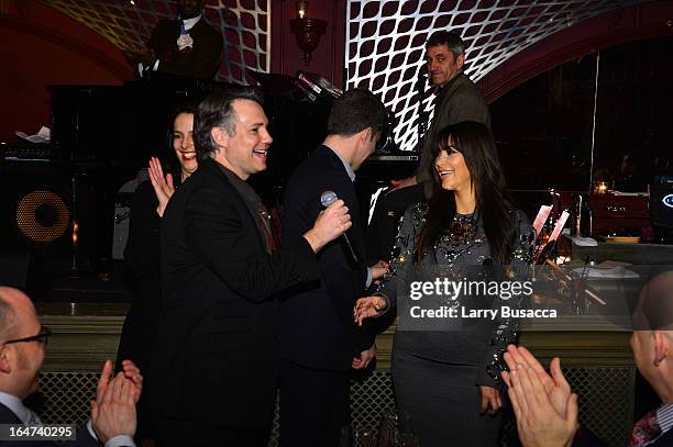 Jason Binn and Kim Kardashian speak at the DuJour Magazine Spring 2013 Issue Celebration at The Darby on March 27, 2013 in New York City.