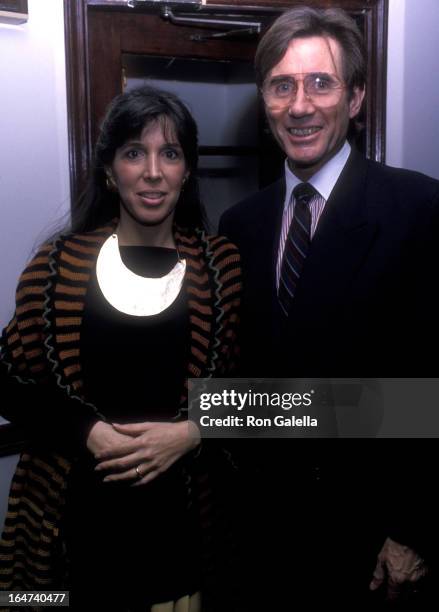 Actor Jim Dale and wife Julia Schafler attend the opening party for "Hall Of Fame" on April 18, 1989 at Letizia Restaurant in New York City.