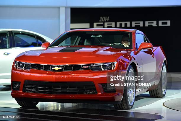 The Chevrolet Camaro is unveiled during the first press preview day at the New York International Auto Show March 27, 2013 in New York. AFP...