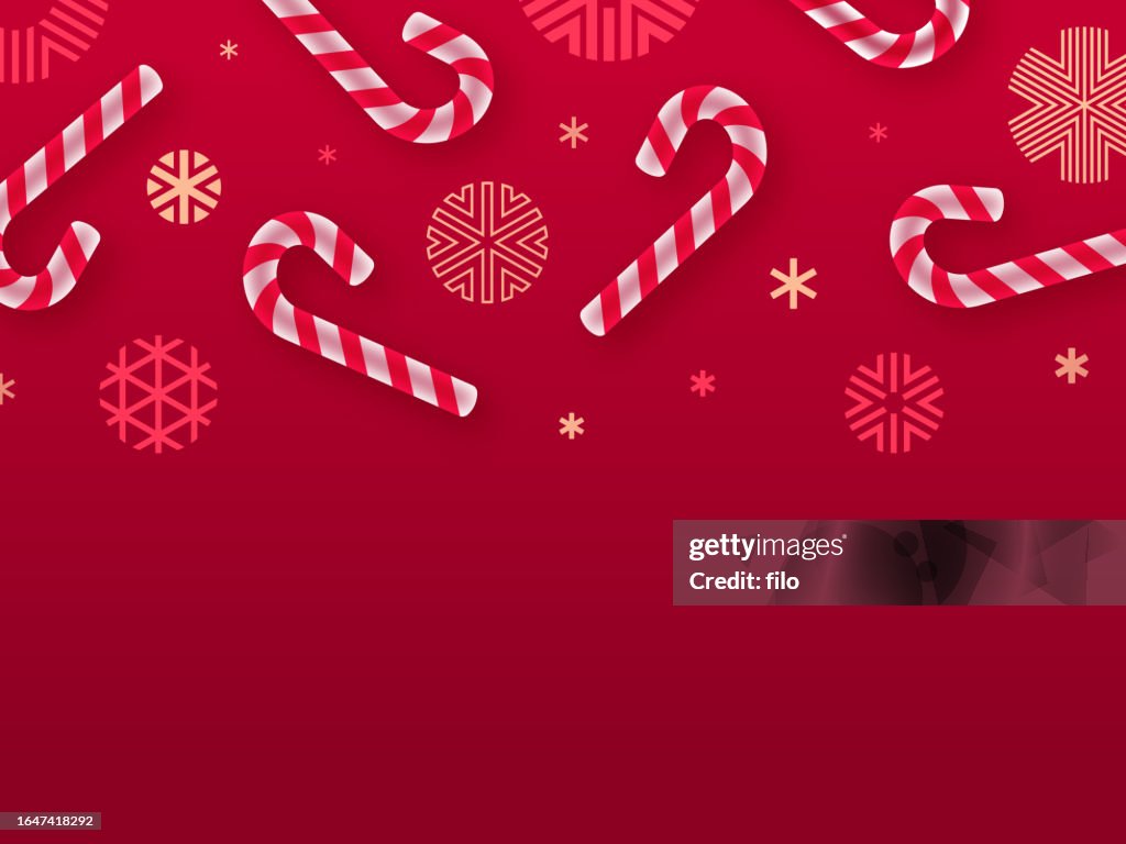 Fête de Noël Fête Candy Candy Canne Celebration Fond Rouge