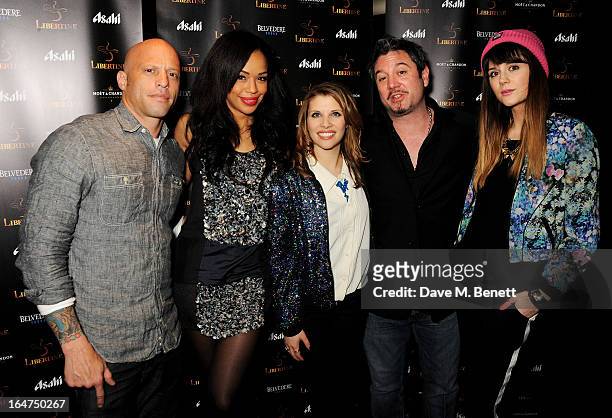 Ami James, Sarah-Jane Crawford, Pips Taylor, Huey Morgan and Lilah Parsons attend the launch of new club Libertine on March 27, 2013 in London,...