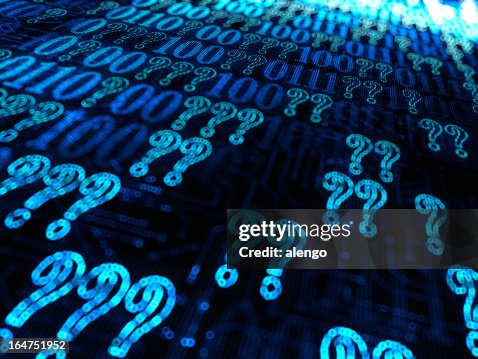 Binary Question Type Question Marks And Binary Code High-Res Stock Photo - Getty Images