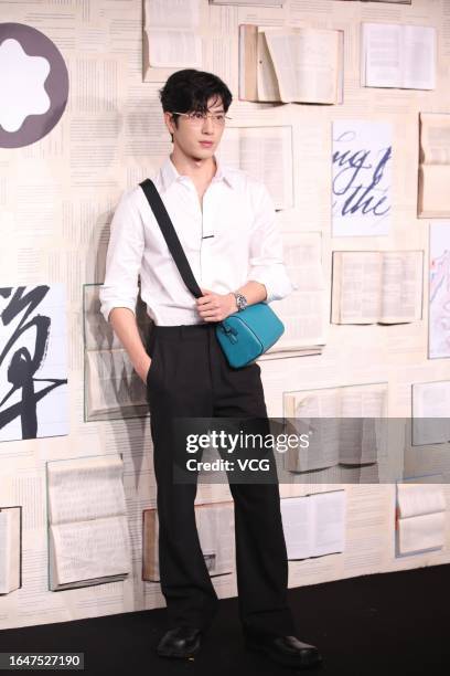 Actor Jing Boran attends Montblanc event on August 29, 2023 in Shanghai, China.