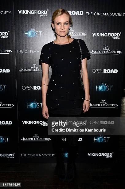Actress Diane Kruger attends The Cinema Society and Jaeger-LeCoultre screening of Open Road Films' "The Host" at Tribeca Grand Hotel on March 27,...