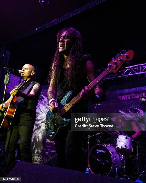 Richard Taylor and Steve Harris of British Lion perform on stage on March 27, 2013 in Birmingham, England.