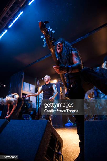 David Hawkins, Richard Taylor and Steve Harris of British Lion perform on stage on March 27, 2013 in Birmingham, England.