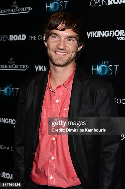Actor Lee Hardee attends The Cinema Society and Jaeger-LeCoultre screening of Open Road Films' "The Host" at Tribeca Grand Hotel on March 27, 2013 in...
