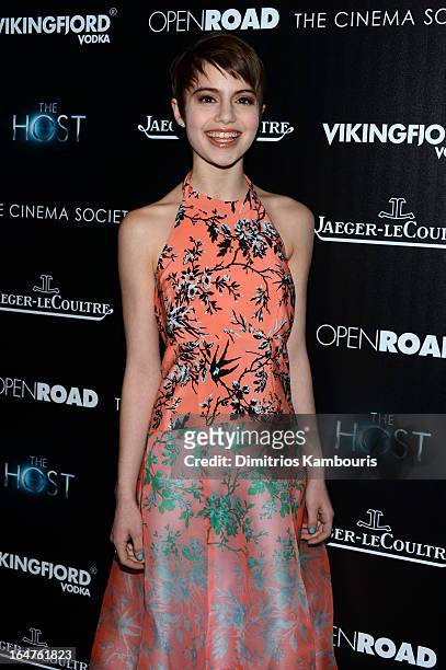 Actress Sami Gayle attends The Cinema Society and Jaeger-LeCoultre screening of Open Road Films' "The Host" at Tribeca Grand Hotel on March 27, 2013...