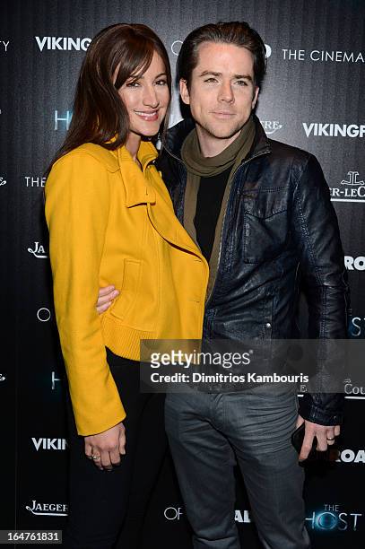America Olivo and Christian Campbell attend The Cinema Society and Jaeger-LeCoultre screening of Open Road Films' "The Host" at Tribeca Grand Hotel...