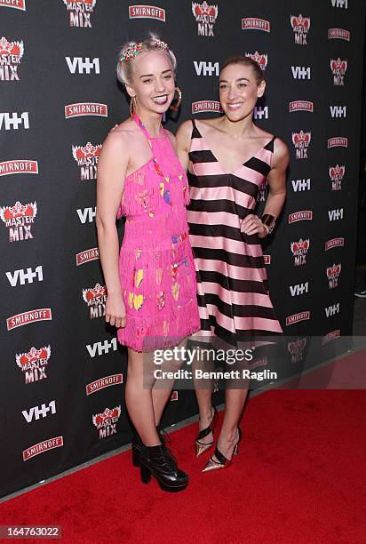 The Dolls Catlin Moe and Mia Moretti attends the "Masters Of The Mix" Season 3 Premiere at Marquee on March 27, 2013 in New York City.
