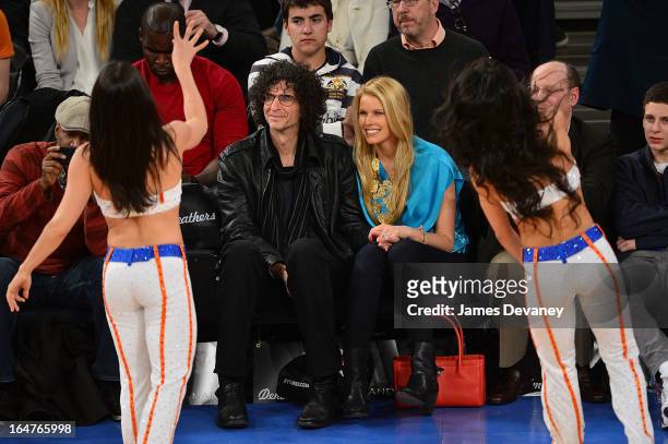 Howard Stern and Beth Ostrosky Stern attend the Memphis Grizzlies vs New York Knicks game at Madison Square Garden on March 27, 2013 in New York City.