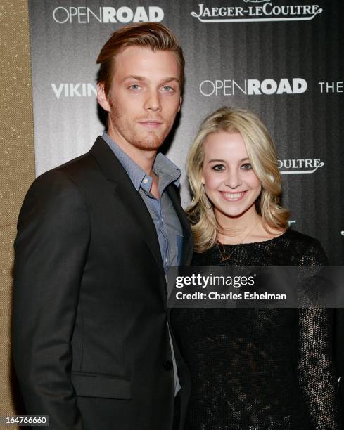 Actor Jake Abel and Allie Woods attend The Cinema Society & Jaeger-LeCoultre Host A Screening Of Open Road Films' "The Host" at the Tribeca Grand...