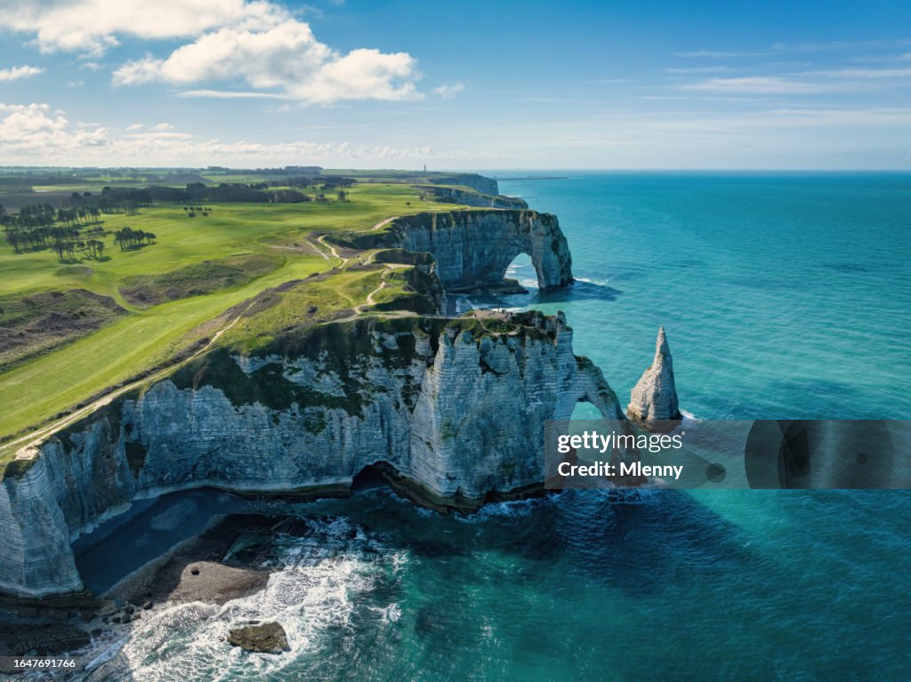 Porte d'Aval Natural Arch Étretat France Normandy Chalk Cliffs Falaises d’Étretat