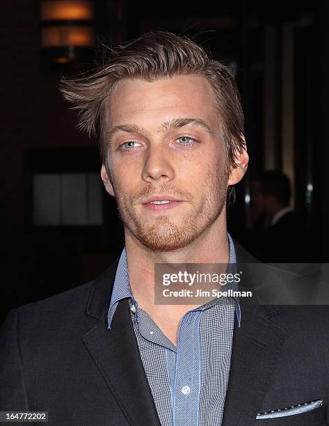 Actor Jake Abel attends The Cinema Society & Jaeger-LeCoultre screening of Open Road Films' "The Host" at Tribeca Grand Hotel on March 27, 2013 in...