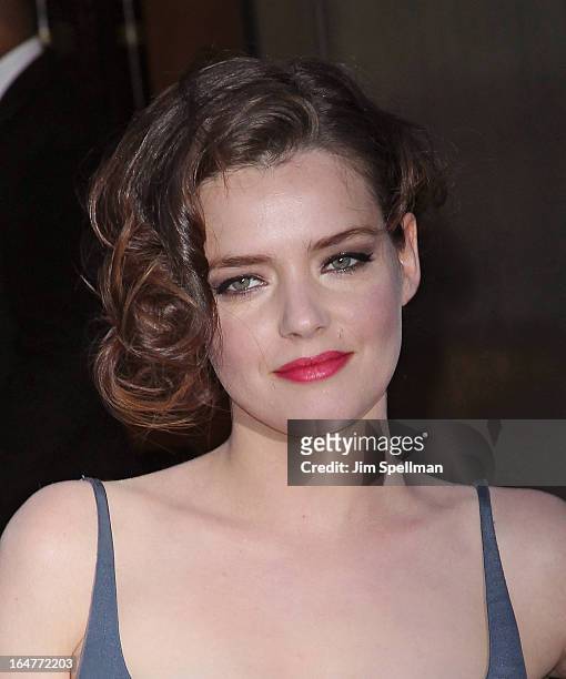 Roxane Mesquida attends The Cinema Society & Jaeger-LeCoultre screening of Open Road Films' "The Host" at Tribeca Grand Hotel on March 27, 2013 in...