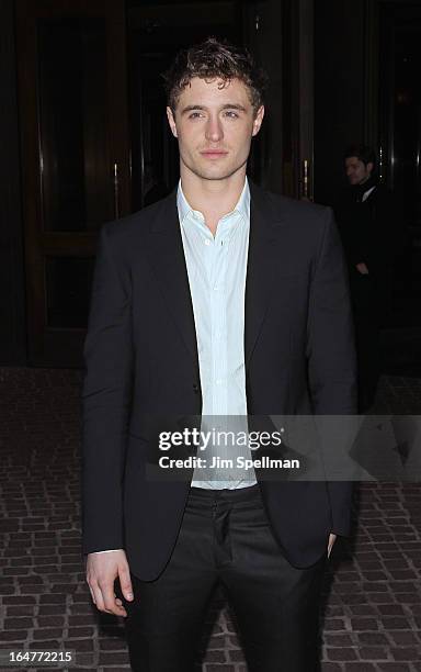 Actor Max Irons attends The Cinema Society & Jaeger-LeCoultre screening of Open Road Films' "The Host" at Tribeca Grand Hotel on March 27, 2013 in...