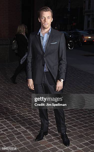 Actor Jake Abel attends The Cinema Society & Jaeger-LeCoultre screening of Open Road Films' "The Host" at Tribeca Grand Hotel on March 27, 2013 in...