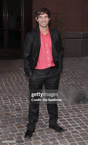 Actor Lee Hardee attends The Cinema Society & Jaeger-LeCoultre screening of Open Road Films' "The Host" at Tribeca Grand Hotel on March 27, 2013 in...