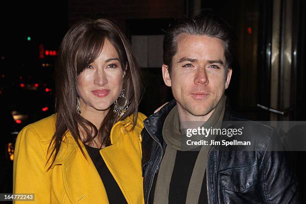 America Olivo, Christian Campbell attend The Cinema Society & Jaeger-LeCoultre screening of Open Road Films' "The Host" at Tribeca Grand Hotel on...