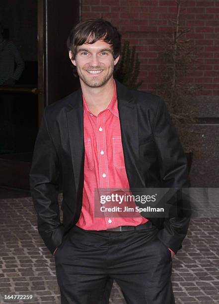 Actor Lee Hardee attends The Cinema Society & Jaeger-LeCoultre screening of Open Road Films' "The Host" at Tribeca Grand Hotel on March 27, 2013 in...