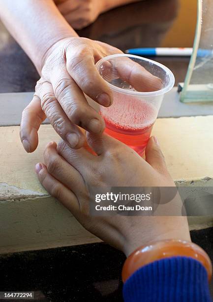 Drug addicts come to the Methadone Center of Muong Ang district, Dien Bien to get their daily does of methadone. Vietnam has many comprehensive...