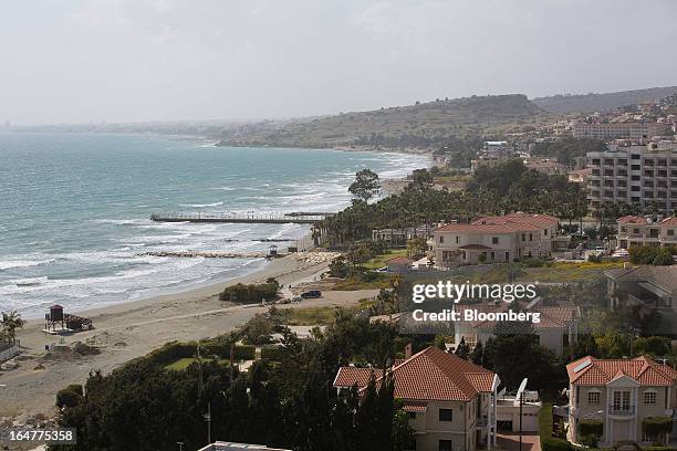 Residential homes and hotels stand along the shoreline in Limassol, Cyprus, on Wednesday, March 27, 2013. The ECB said on March 25 it won't stop the...