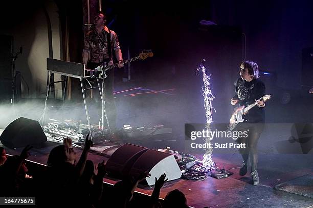 Ritzy Bryan and Rhydian Dafydd of The Joy Formidable performs live at Neptune Theatre on March 27, 2013 in Seattle, Washington.