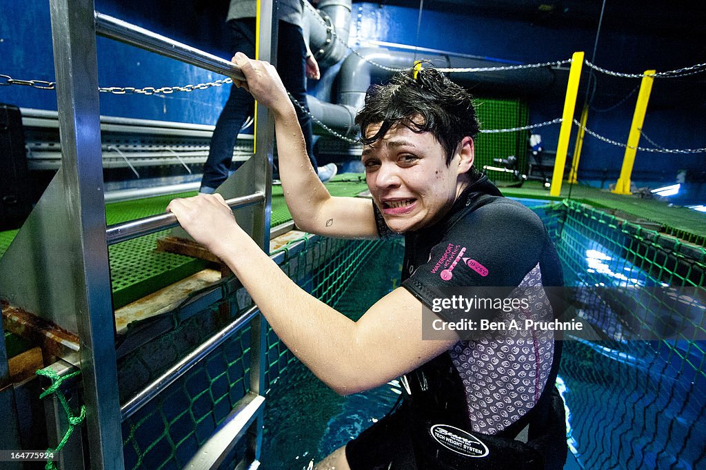 Gemma Cairney And Georgie Okell Swim With Sharks At The London Aquarium