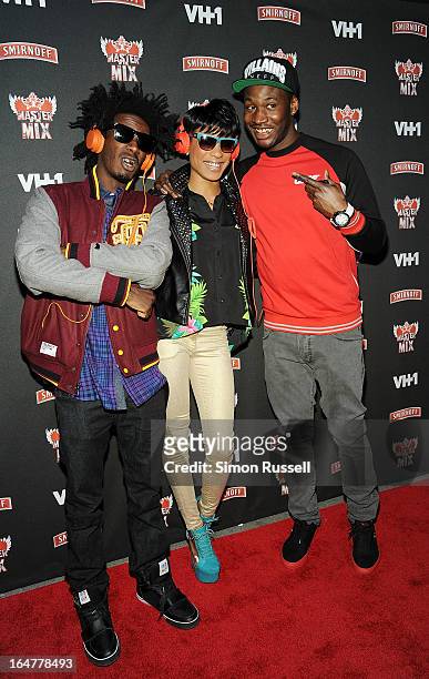 Puma Robinson, Sassy Bermudez and O'sh*t attend the "Masters Of The Mix" Season 3 Premiere at Marquee on March 27, 2013 in New York City.