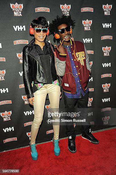 The VH1 Black Ink Crew Sassy Bermudez and Puma Robinson attend the "Masters Of The Mix" Season 3 Premiere at Marquee on March 27, 2013 in New York...
