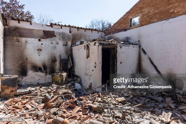 Burnt house in Kirki village on August 29, 2023 in Alexandroupoli, Greece. The European Commission described the Northen Greece blaze as the largest...