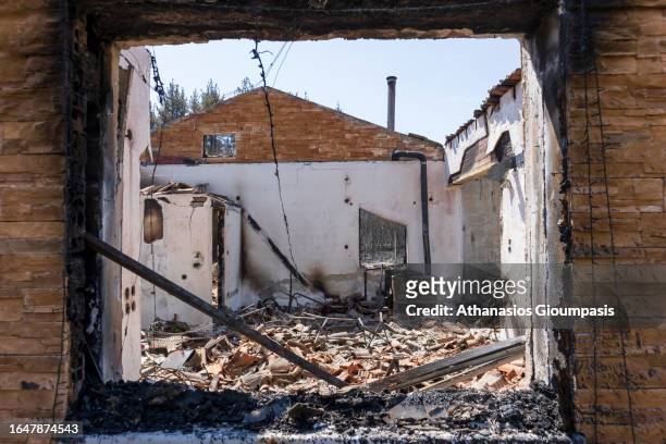Burnt house in Kirki village on August 29, 2023 in Alexandroupoli, Greece. The European Commission described the Northen Greece blaze as the largest...
