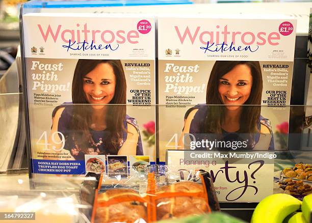 The latest edition of Waitrose Kitchen Magazine, featuring Pippa Middleton on the cover, seen by the tills in a Waitrose store on March 28, 2013 in...