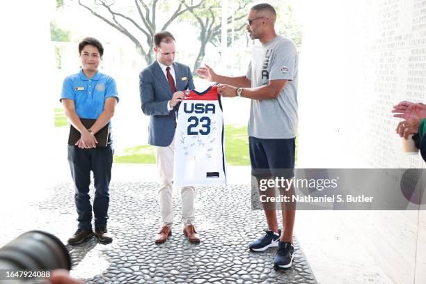 Grant Hill of the USA Men's National Team visits the Manila American Cemetery on September 6, 2023 at Mall of Asia Arena in Manila, Philippines. NOTE...