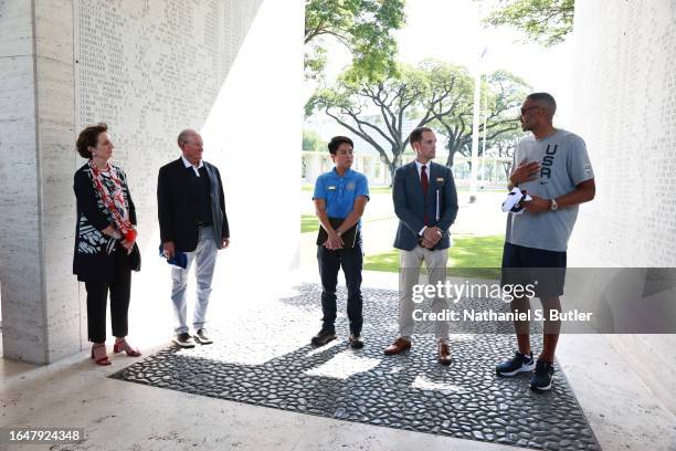 Grant Hill of the USA Men's National Team visits the Manila American Cemetery on September 6, 2023 at Mall of Asia Arena in Manila, Philippines. NOTE...