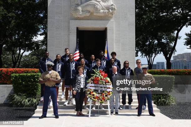 The USA Men's National Team poses for a photo as they visit the Manila American Cemetery on September 6, 2023 at Mall of Asia Arena in Manila,...