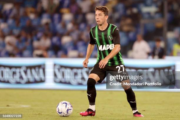 Maxime Lopez of US Sassuolo Calcio during the Serie A football match between SSC Napoli and Sassuolo Calcio at Diego Armando Maradona stadium. Naples...