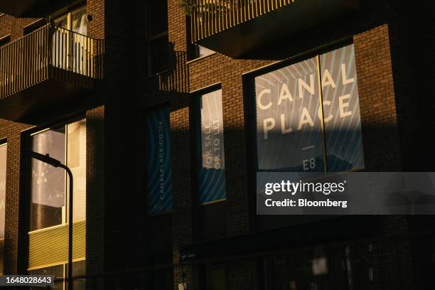 Sign indicates apartments are available 'For Sale Or To Let' at the Canal Place development in the Hackney district of London, UK, on Monday, Sept....