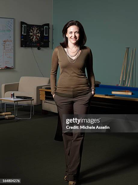 Facebook's vice-president for global online sales and operations, Sheryl Sandberg is photographed for The New Yorker on June 3, 2011 in Palo Alto,...