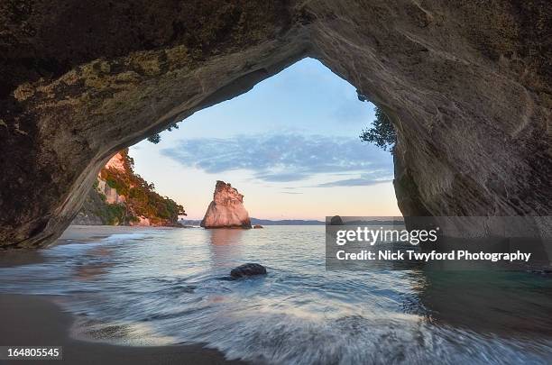 in the vault - cathedral cove stock pictures, royalty-free photos & images
