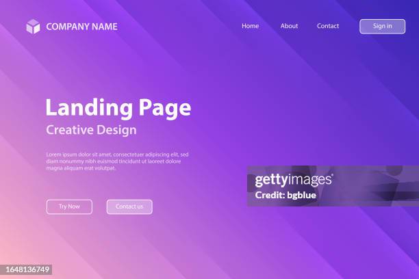 landing page template - modern abstract background - trendy purple gradient - parallel process stock illustrations