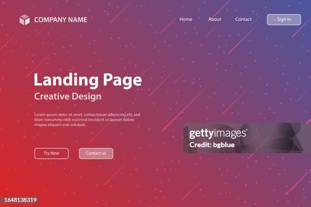 landing page template - trendy starry sky with purple gradient - website drop down stock illustrations