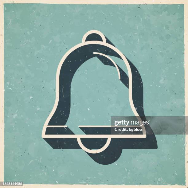 bell. icon in retro vintage style - old textured paper - handbell stock illustrations