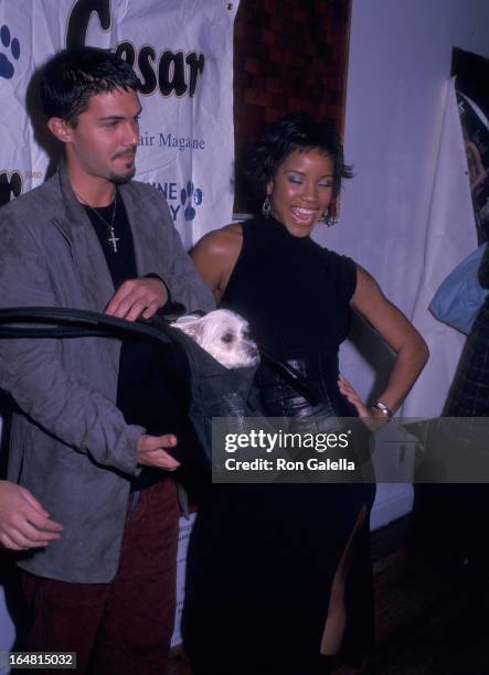 Actor Adam LaVorgna and Miss USA 2002 Shauntay Hinton attend the Animal Fair Magazine's Third Annual Canine Comedy to Benefit Stray from the Heart on...
