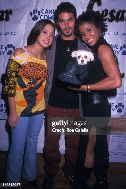 Miss Teen USA Vanessa Semrow, actor Adam LaVorgna and Miss USA 2002 Shauntay Hinton attend the Animal Fair Magazine's Third Annual Canine Comedy to...