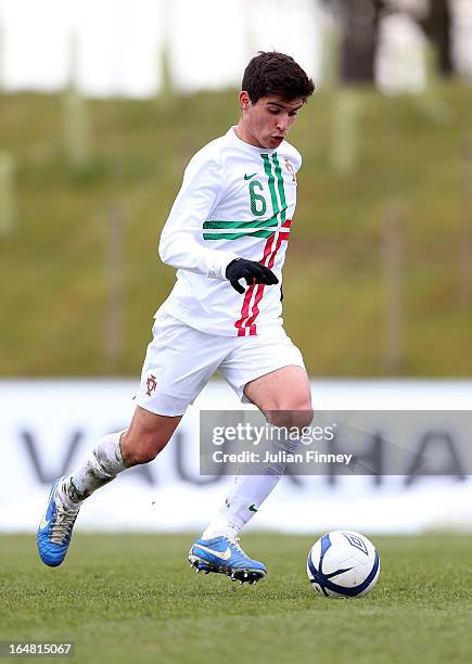 Ruben Neves of Portugal in action during the UEFA European Under-17 Championship Elite Round match between Russia and Portugal on March 28, 2013 in...