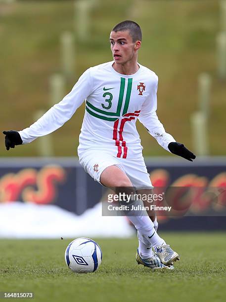 Bruno Wilson of Portugal in action during the UEFA European Under-17 Championship Elite Round match between Russia and Portugal on March 28, 2013 in...