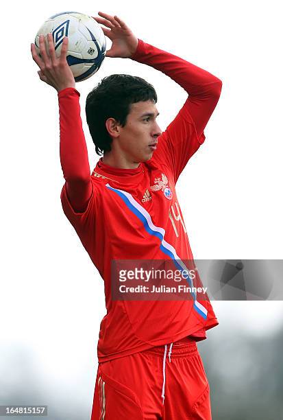Nikolaesh Anatolie of Russia in action during the UEFA European Under-17 Championship Elite Round match between Russia and Portugal on March 28, 2013...