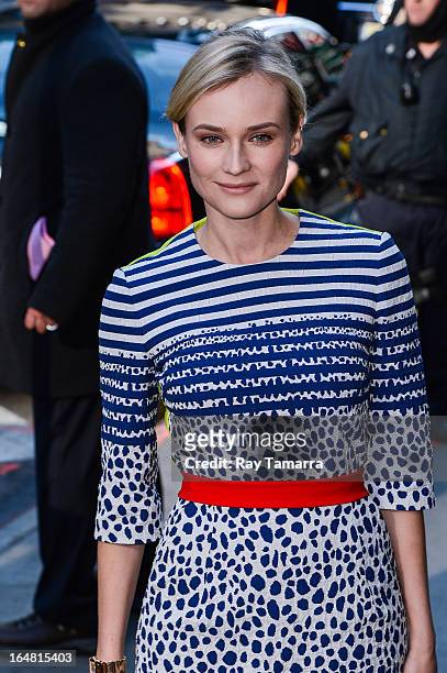 Actress Diane Kruger leaves the "Good Morning America" taping at the ABC Times Square Studios on March 28, 2013 in New York City.